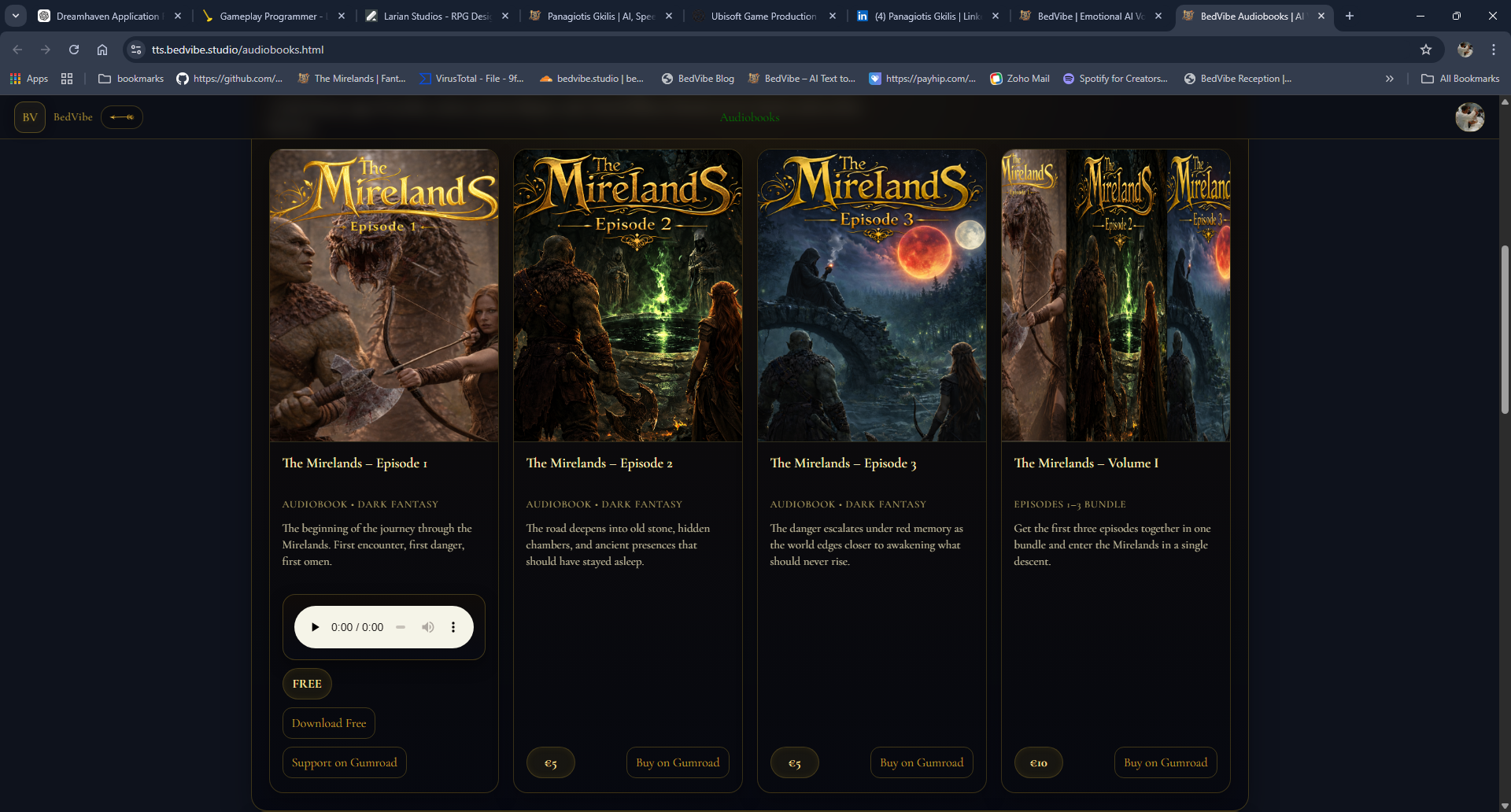 The Mirelands audiobooks and lore screenshot
