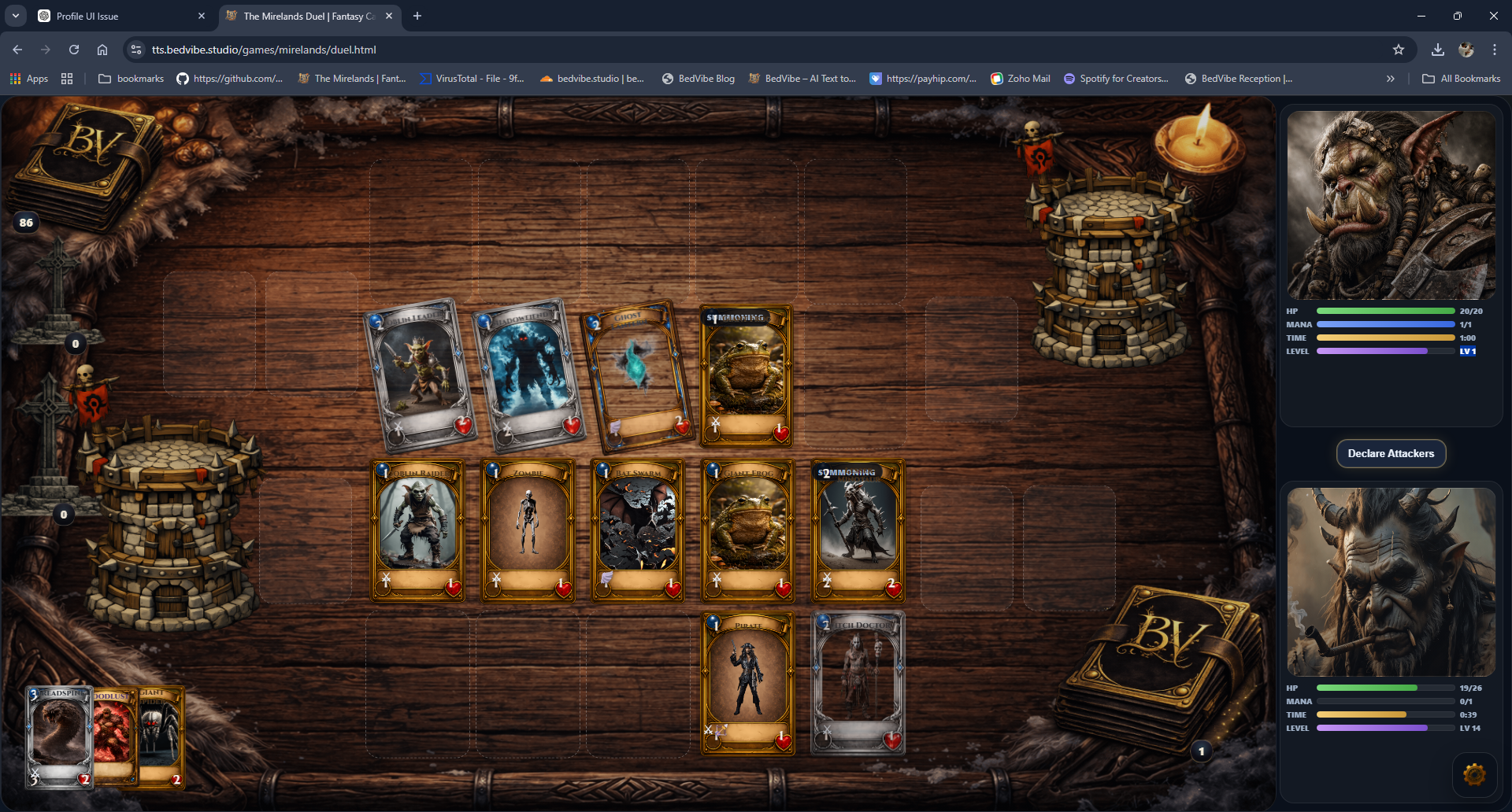 The Mirelands battle screen